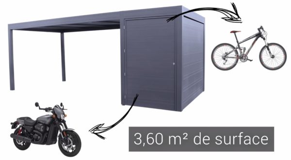 Carport alu ollymp ORPHEE box de rangement pour vélo ou moto